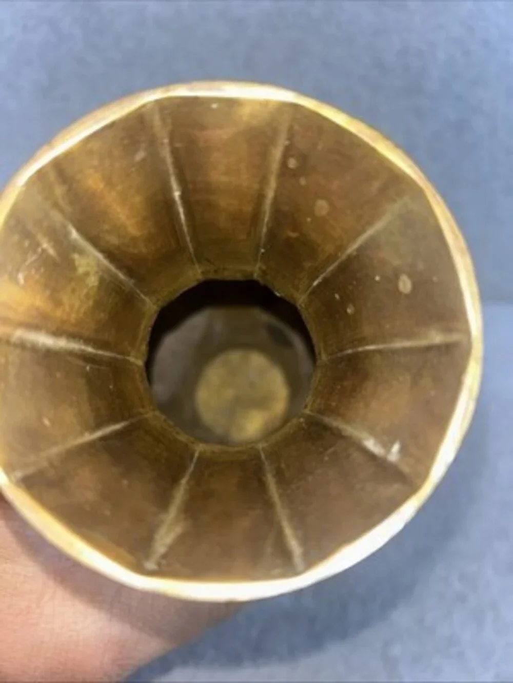 Vtg Solid Brass Vase 8.5